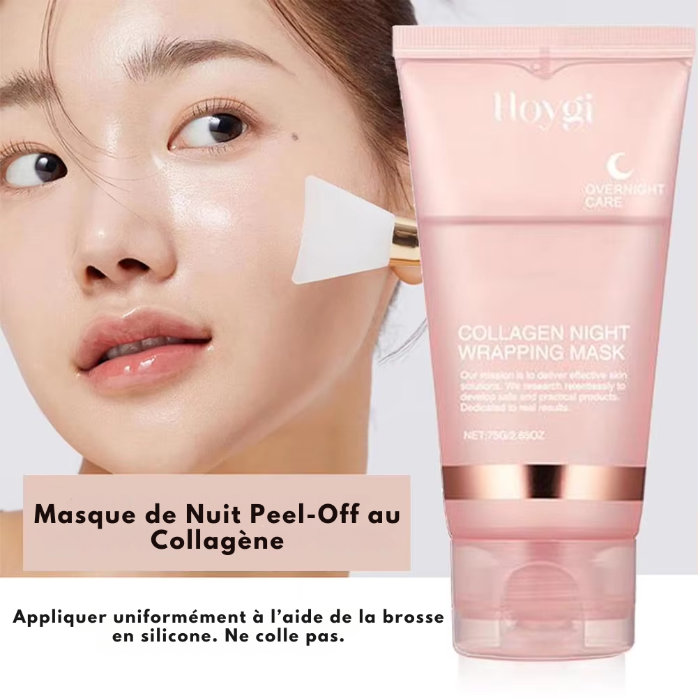 Collagen Overnight Wrapping Peel off Facial Mask, Korean Collagen Night Wrapping Mask Deeply Hydrates Night Care Mask Cream 75Ml