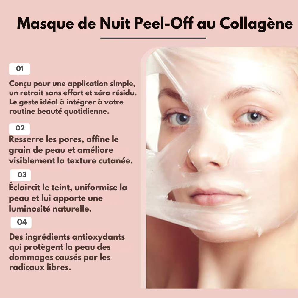 Collagen Overnight Wrapping Peel off Facial Mask, Korean Collagen Night Wrapping Mask Deeply Hydrates Night Care Mask Cream 75Ml